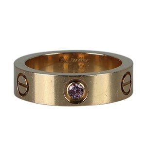 Cartier Love Ring Rose Gold 18K Sapphire Ring, Size 6.5 (208414)
